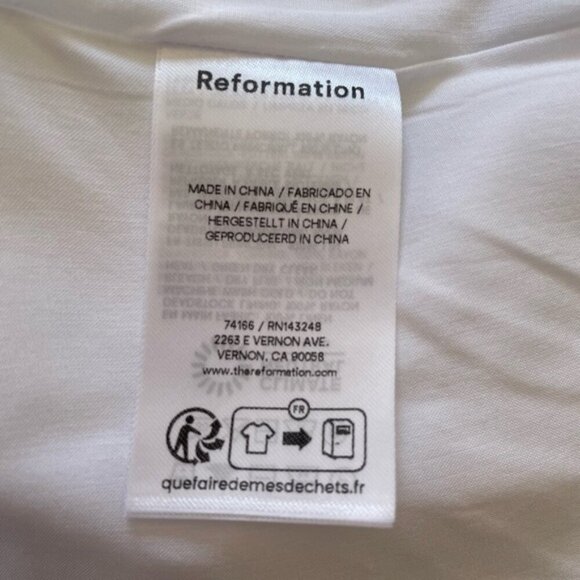 NEW Reformation Coucou Midi Linen Dress Puff Sleeves White | size 2 - Picture 11 of 12